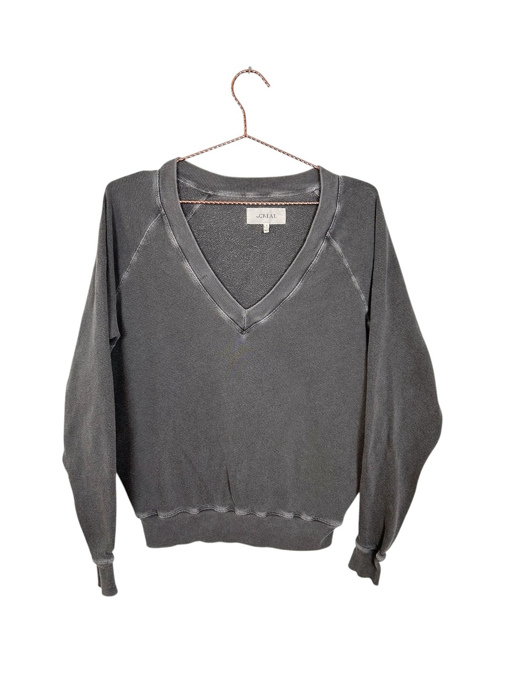 THE GREAT Gray V-Neck Pullover Varsity Sweatshirt